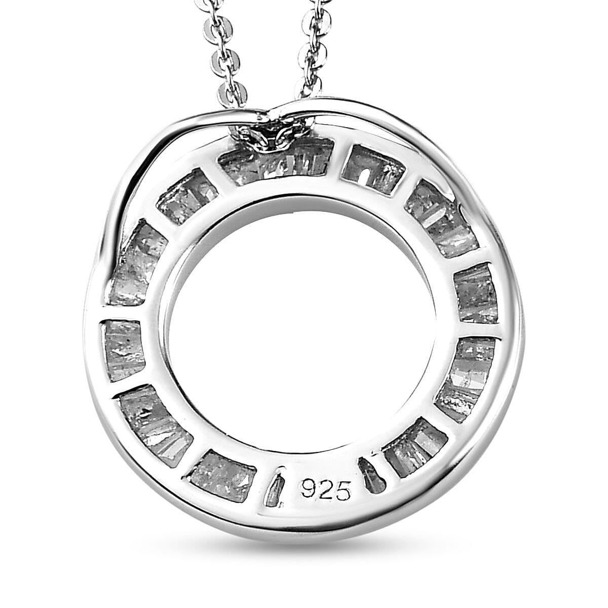 Diamond Circle of Life Pendant with Chain (Size 20) in Platinum Overlay Sterling Silver 0.49 Ct.