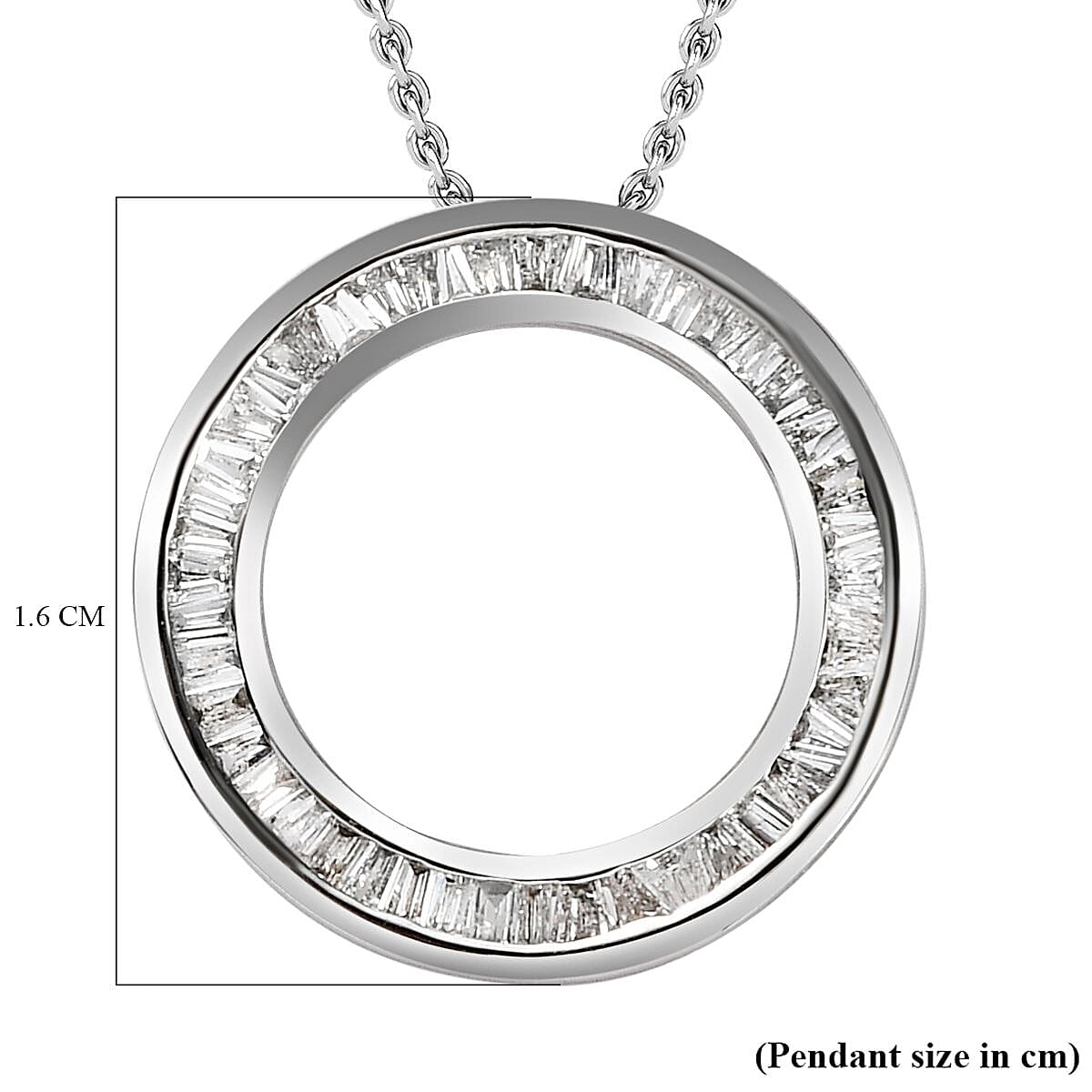 Diamond Circle of Life Pendant with Chain (Size 20) in Platinum Overlay Sterling Silver 0.49 Ct.