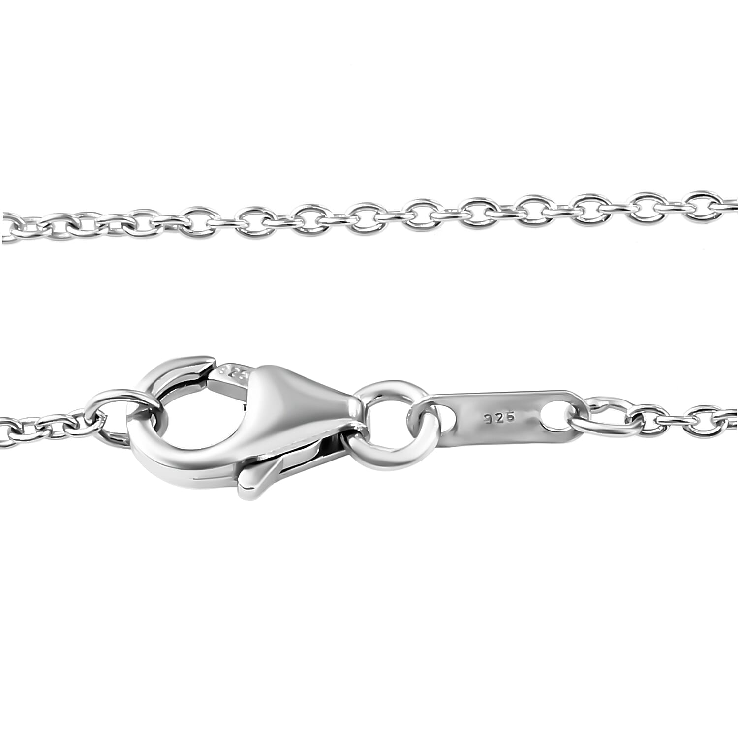 ELANZA Simulated Diamond Moon Pendant And Chain ( Size 20) in Two Tone Overlay Sterling Silver