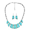 Santa Fe Collection - 2 Piece Set - Turquoise Necklace (Size 16 with 2 inch Extender) and Dangling Earrings (with Hook) in Sterling Silver 55.00 Ct, Silver Wt. 41.00 Gms