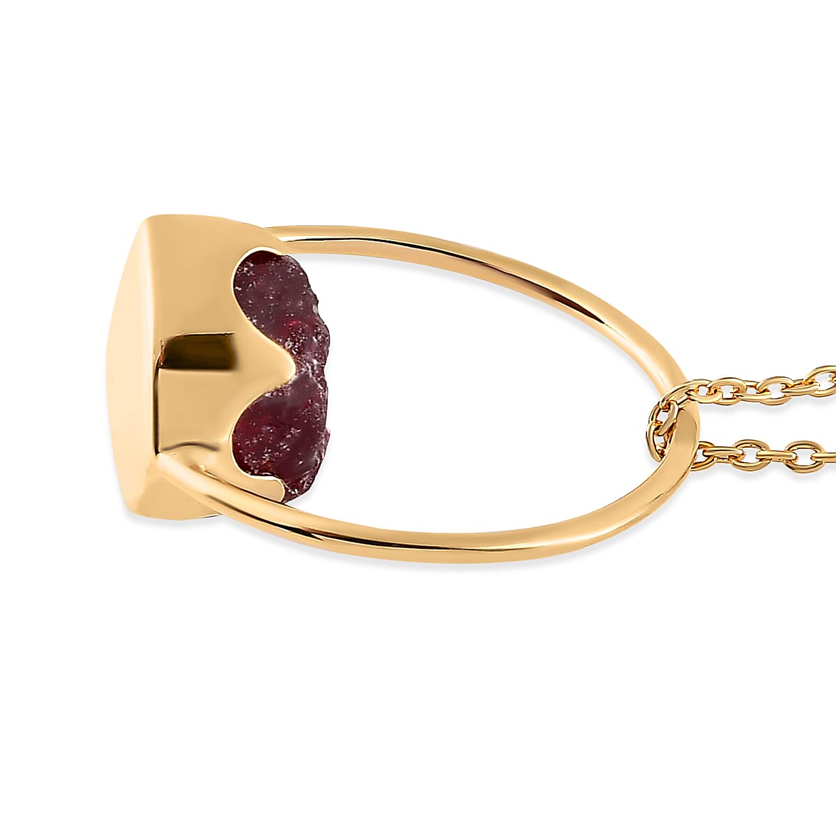 African Ruby (FF) Circle Pendant with Chain (Size 20) in 14K Gold Overlay Sterling Silver 14.44 Ct.