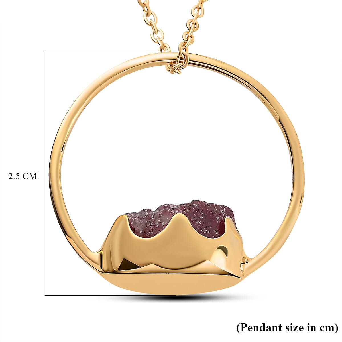 African Ruby (FF) Circle Pendant with Chain (Size 20) in 14K Gold Overlay Sterling Silver 14.44 Ct.