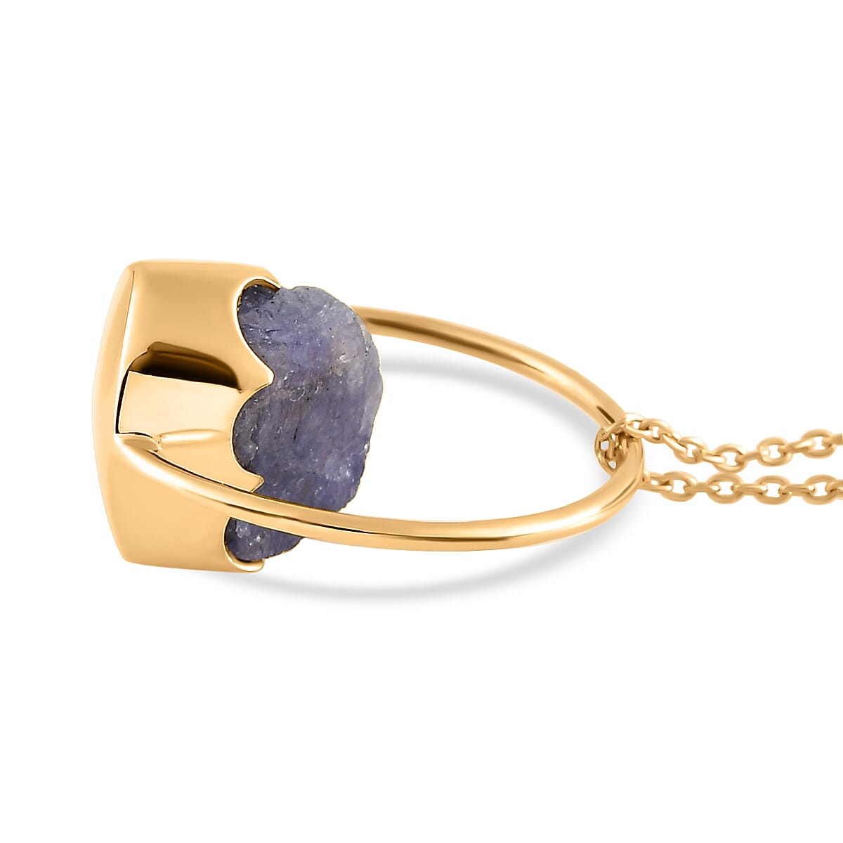 Tanzanite Circle Pendant with Chain (Size 20) in 14K Gold Overlay Sterling Silver 13.28 Ct.