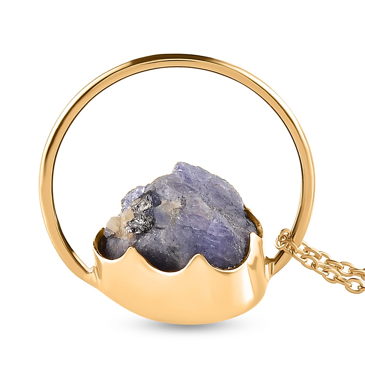 Tanzanite Circle Pendant with Chain (Size 20) in 14K Gold Overlay Sterling Silver 13.28 Ct.
