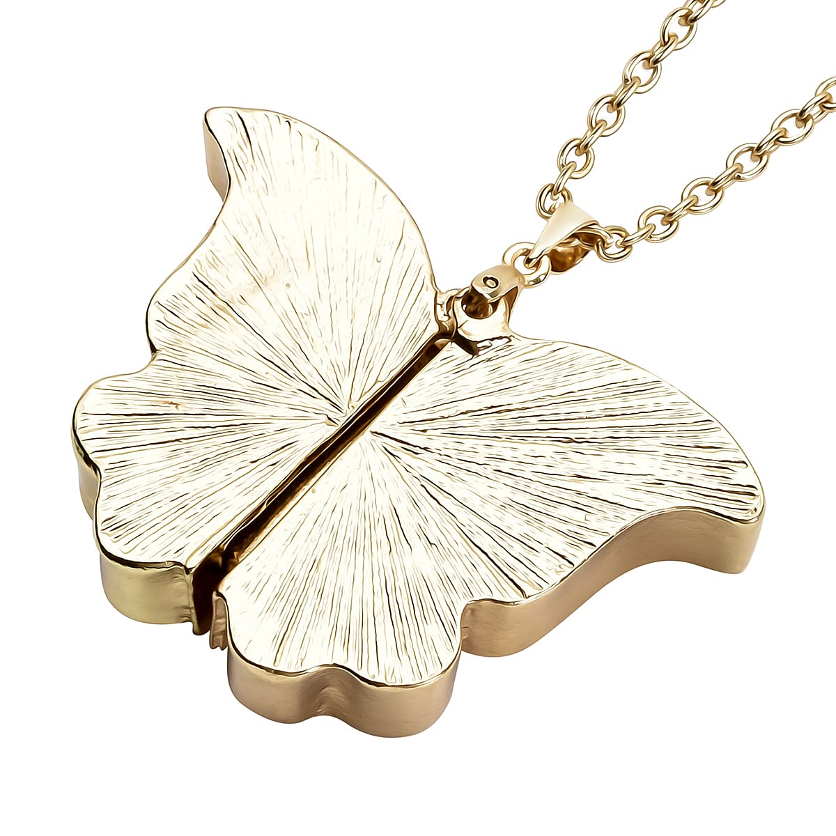 Lapis Lazuli and Blue Austrian Crystal Butterfly Pendant with Chain (Size 24 with 2 Inch Extender) in Yellow Gold Tone