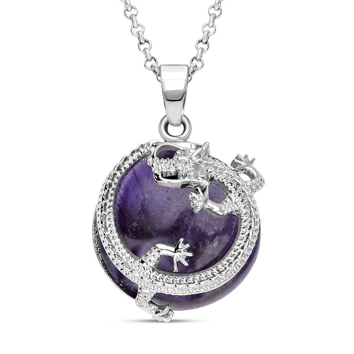 Amethyst Dragon Necklace (Stainless Steel) | Dragon Vibe