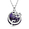 Lapis Lazuli Dragon Pendant with Chain (Size 20 with 2 inch Extender) in Silver Tone 35.00 Ct.