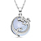 Lapis Lazuli Dragon Pendant with Chain (Size 20 with 2 inch Extender) in Silver Tone 35.00 Ct.