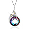 Simulated Mystic Topaz, AB Crystal & Grey Austrian Crystal Pendant with Chain (Size 20-2 Inch Ext.) in Silver Tone