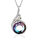 Simulated Mystic Topaz, White & Grey Austrian Crystal Pendant with Chain (Size 20 With 2 Inch Extender) in Silver Tone