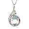Simulated Mercury Mystic Topaz, AB Crystal & Grey Austrian Crystal Pendant with Chain (Size 20-2 Inch Ext) in Silver Tone