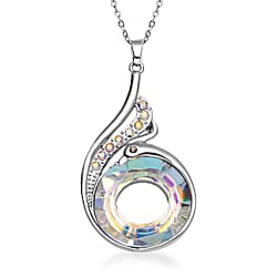 Simulated Mystic Topaz, AB Crystal & Grey Austrian Crystal Pendant with Chain (Size 20-2 Inch Ext.) in Silver Tone