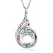 Simulated Mystic Topaz, White & Grey Austrian Crystal Pendant with Chain (Size 20 With 2 Inch Extender) in Silver Tone
