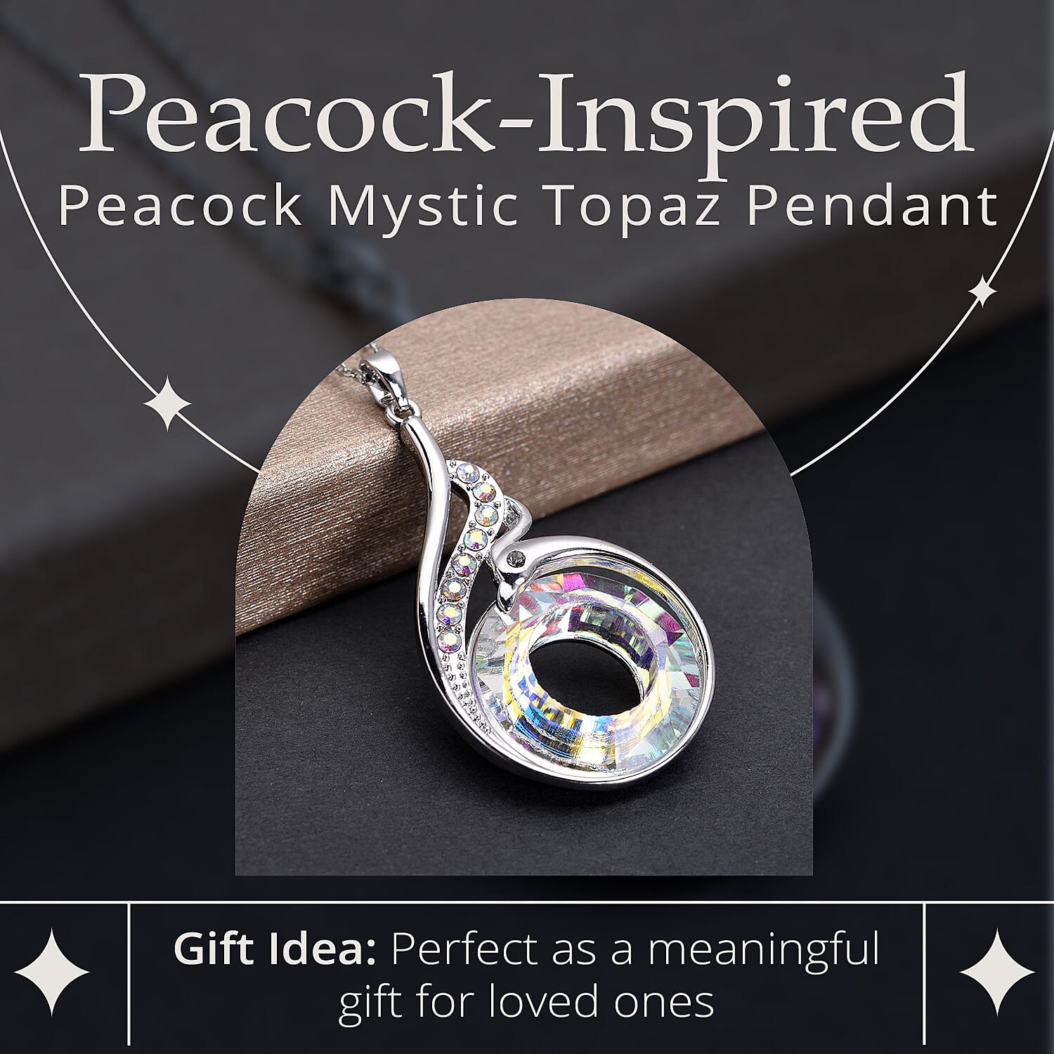 Simulated Mercury Mystic Topaz, AB Crystal & Grey Austrian Crystal Pendant with Chain (Size 20-2 Inch Ext) in Silver Tone