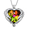 Simulated Purple Crystal and Simulated Diamond Heart Pendant with Chain (Size 20-2 Inch Ext.) in Silver Tone