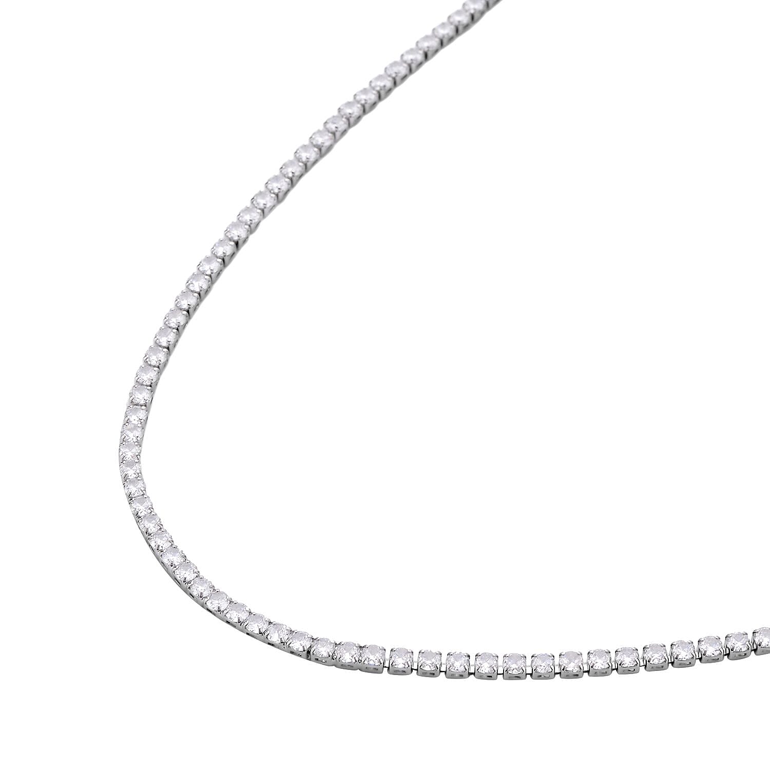 NY Closeout 2 Piece Set - Simulated Diamond Necklace (Size - 20) and Earrings in Silver Tone