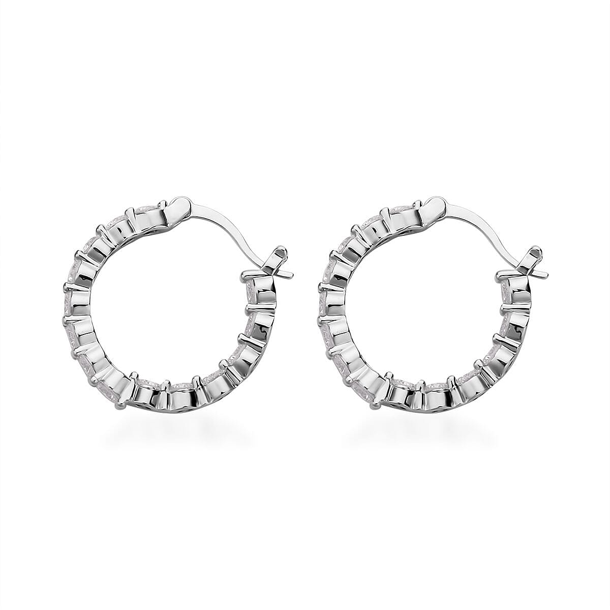 NY Closeout 2 Piece Set - Simulated Diamond Necklace (Size - 20) and Earrings in Silver Tone