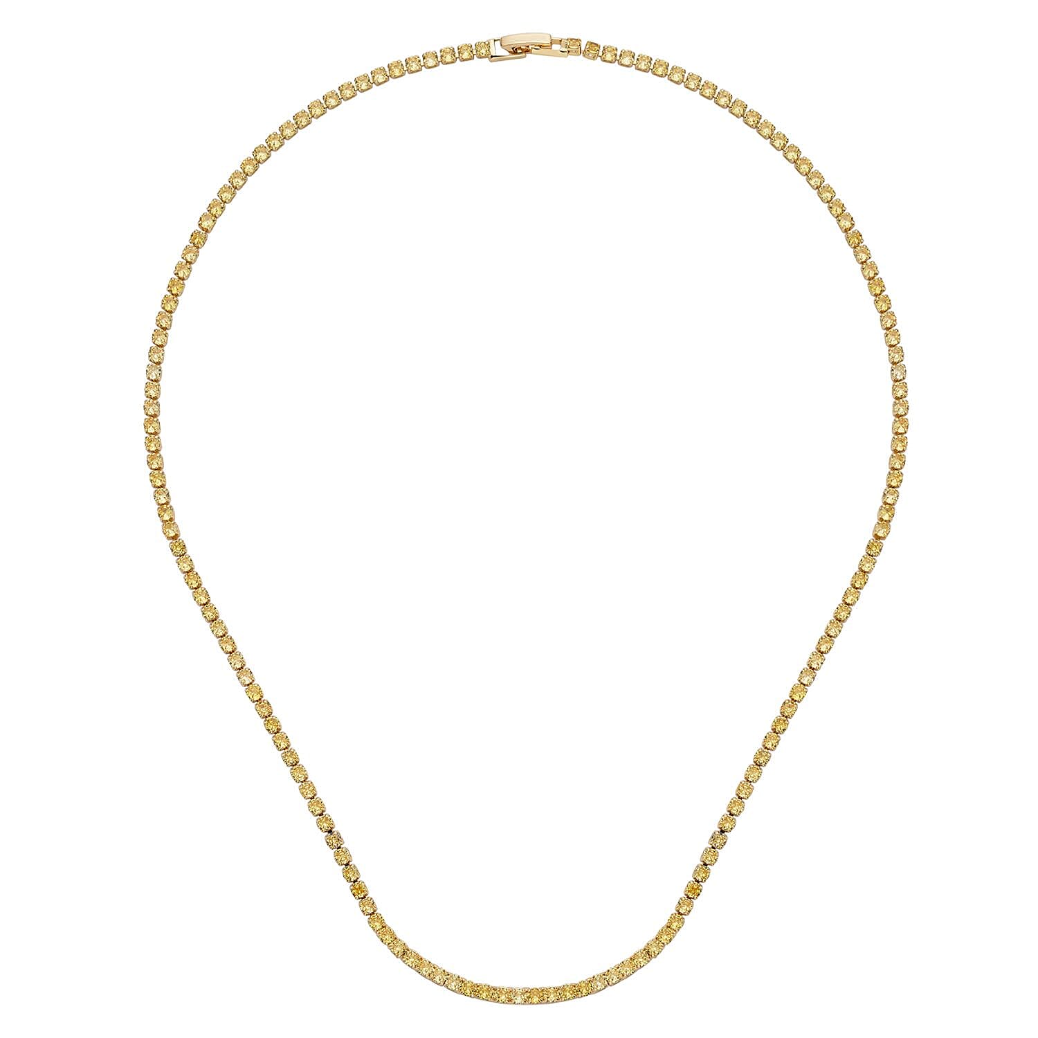 NY Closeout 2 Piece Set - Simulated Yellow Diamond Necklace (Size - 20) and Earrings in Yellow Gold Tone
