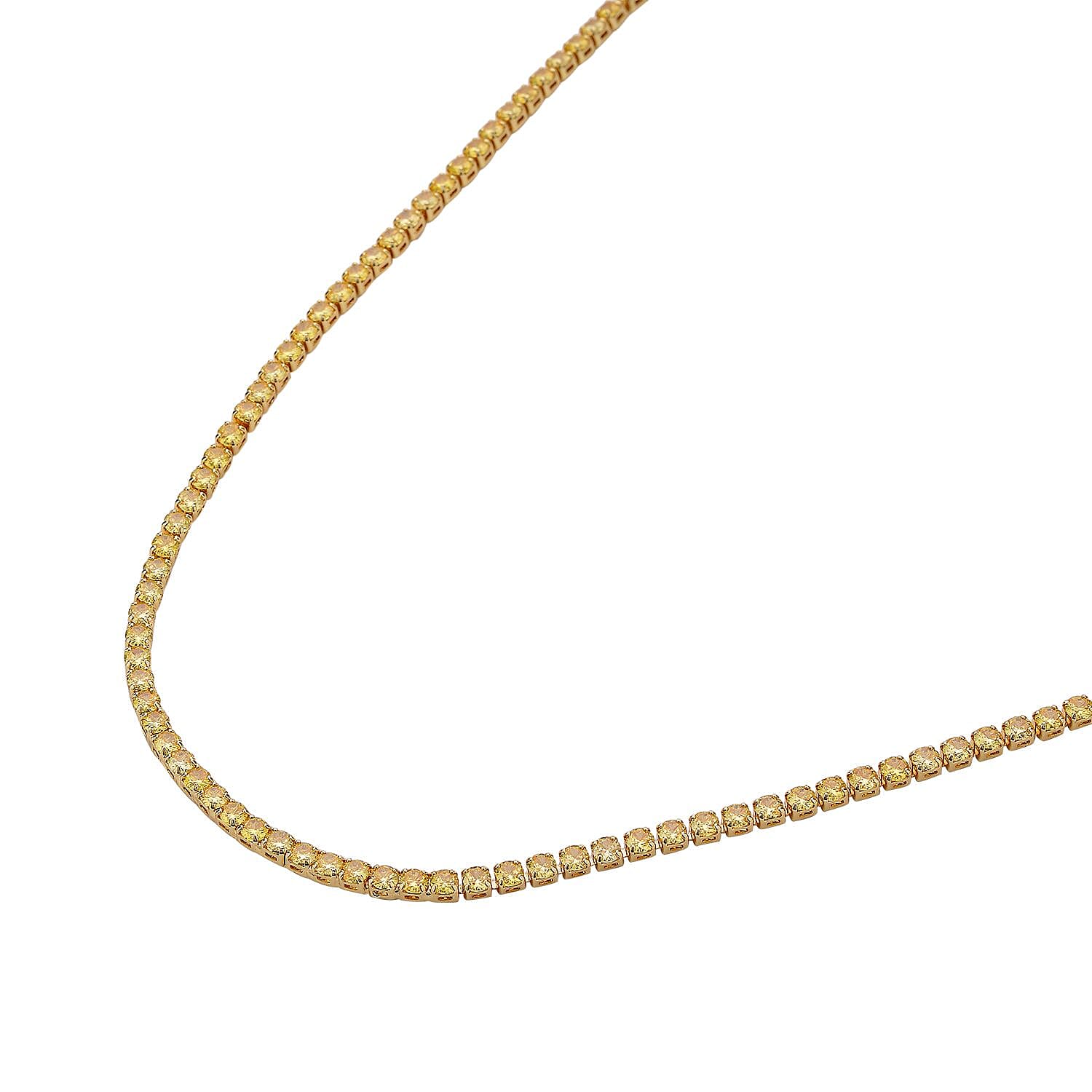 NY Closeout 2 Piece Set - Simulated Yellow Diamond Necklace (Size - 20) and Earrings in Yellow Gold Tone
