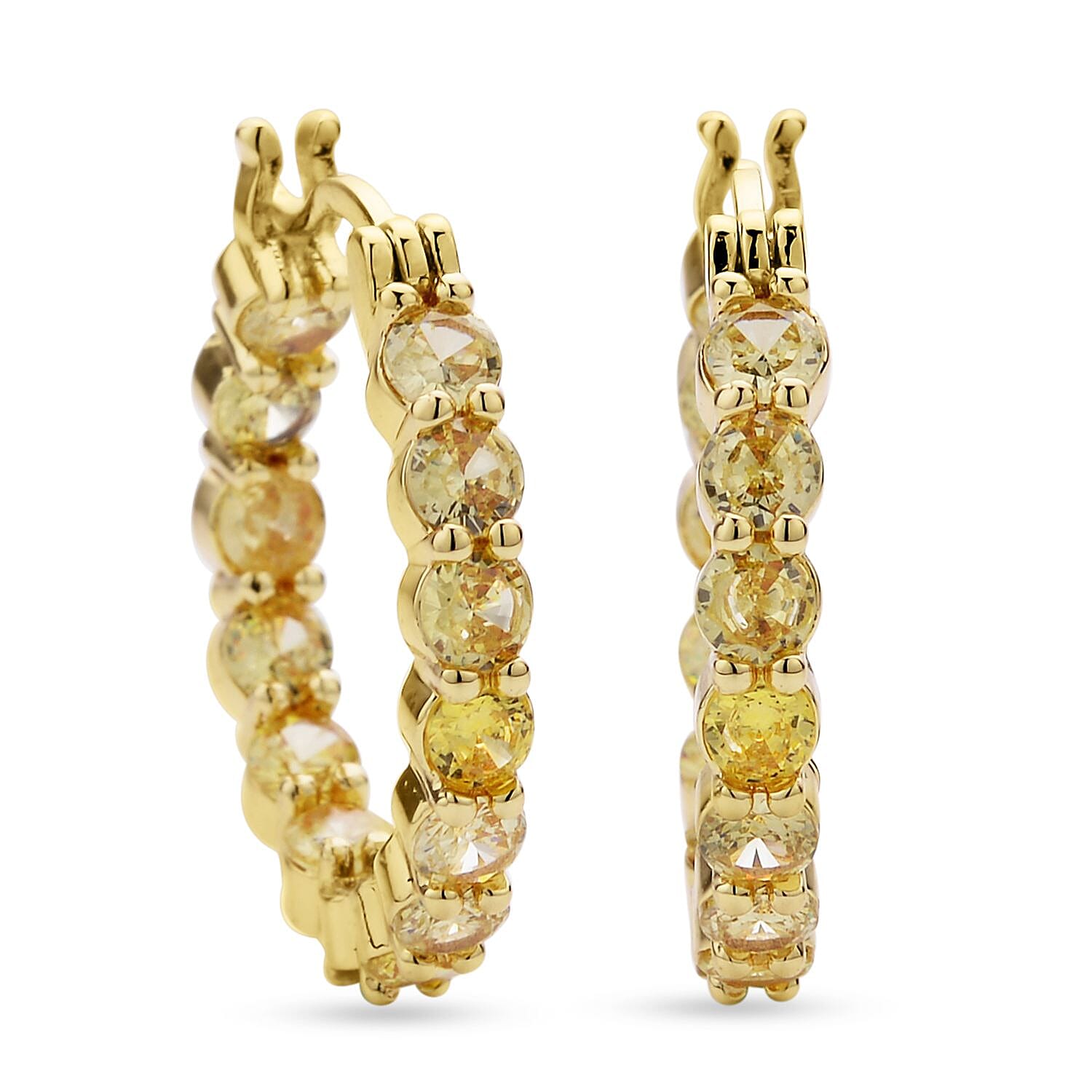 NY Closeout 2 Piece Set - Simulated Yellow Diamond Necklace (Size - 20) and Earrings in Yellow Gold Tone