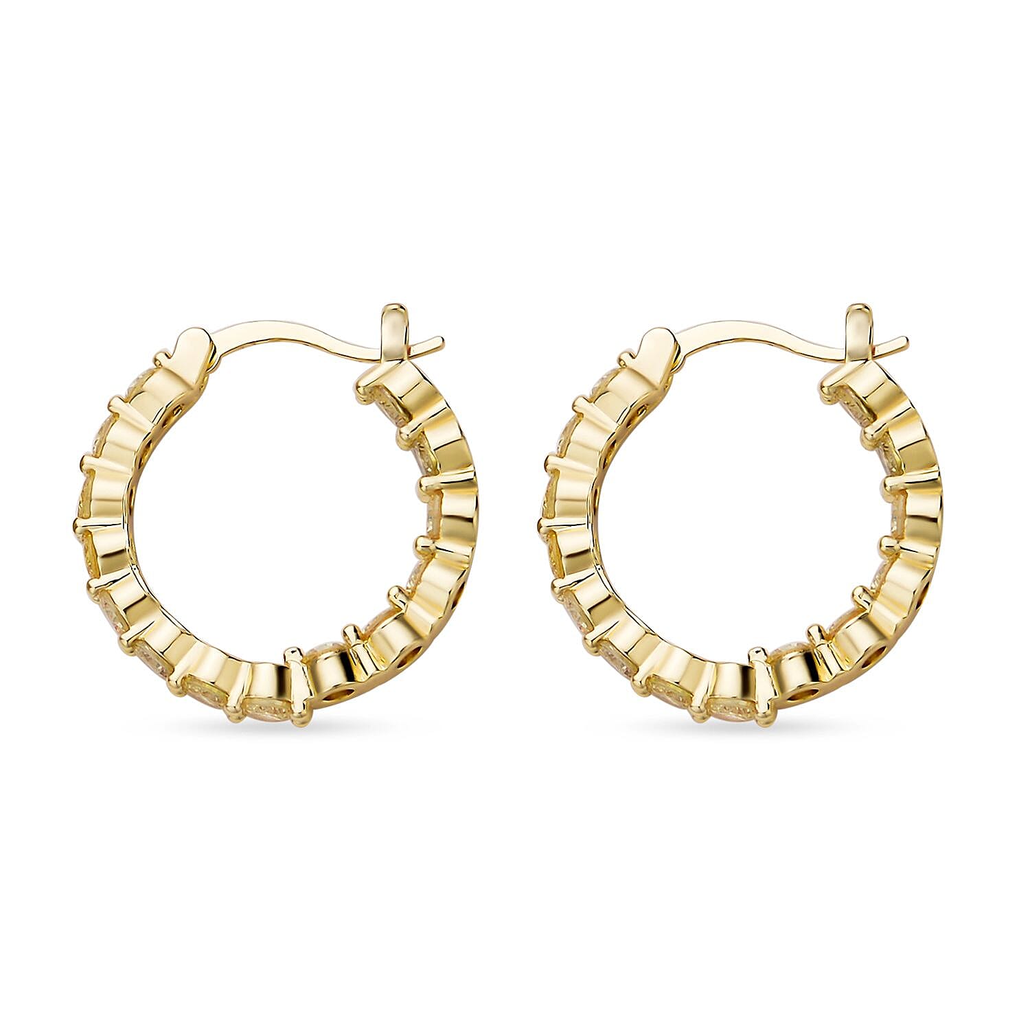 NY Closeout 2 Piece Set - Simulated Yellow Diamond Necklace (Size - 20) and Earrings in Yellow Gold Tone