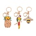 Set of 3 - Pink Crystal & Orange Cubic Zirconia Key Chain