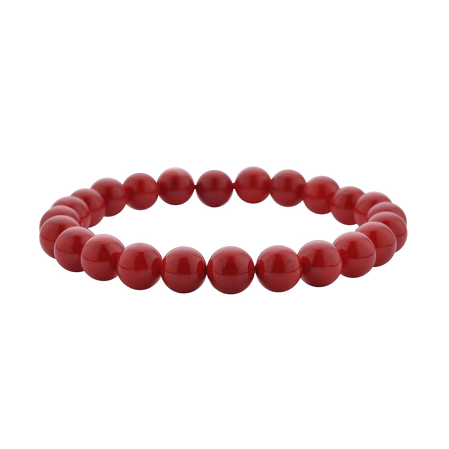 3 Piece Set - Red Howlite Stretchable Beads Bracelet (Size 8), White and Black Austrian Crystal Studded Lion Key Chain and STRADA Water Resistant Watch with Red Strap