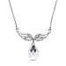  Simulated Diamond and White Austrian Crystal Wings Brooch Come Necklace (Size - 22 ) in Silver Tone