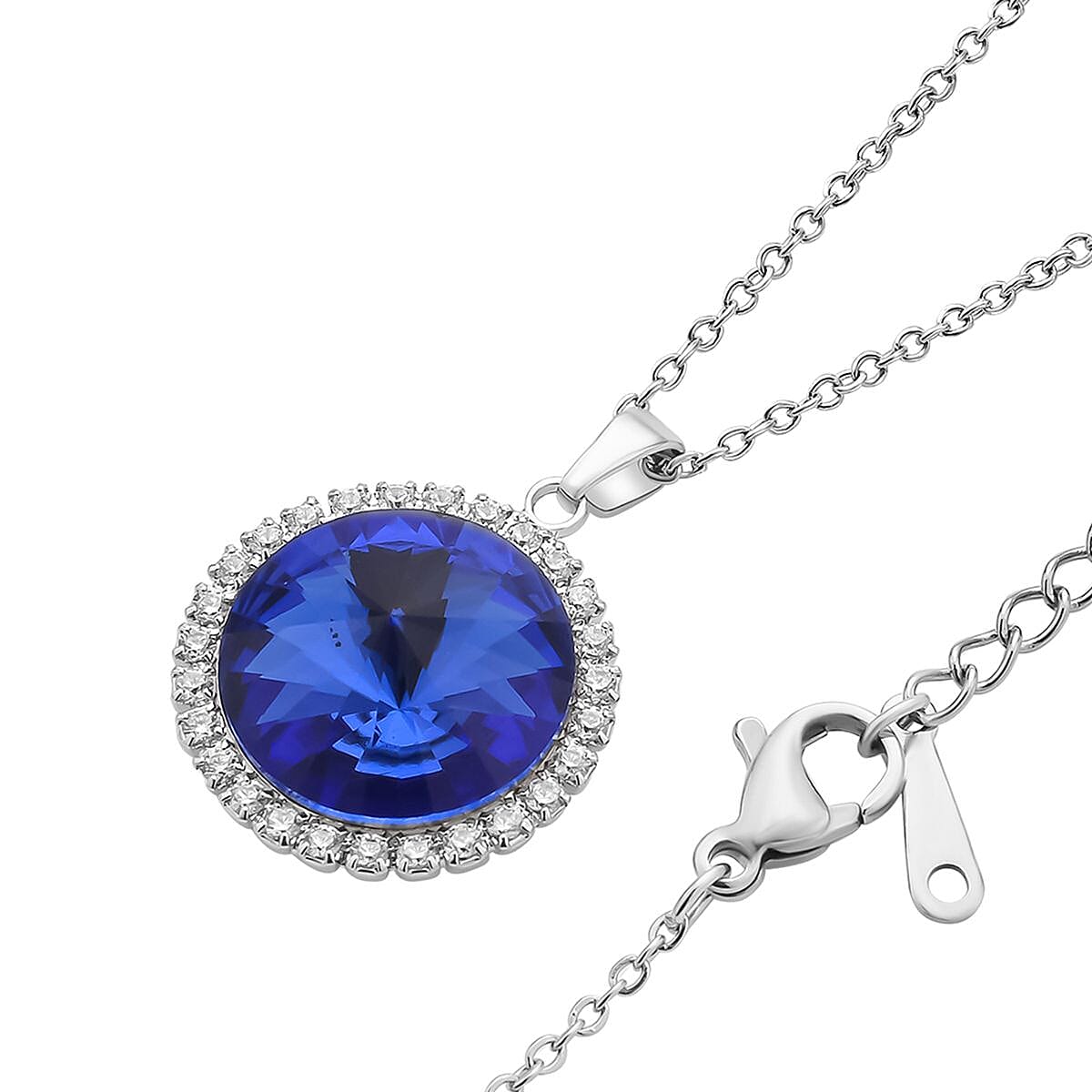 Set of 2 -  White Cubic Zirconia Pendant with Chain (Size 20 With 2 inch Extender) And earring (With Silicon Push Back ) Pure White Brass    18.000  Ct.