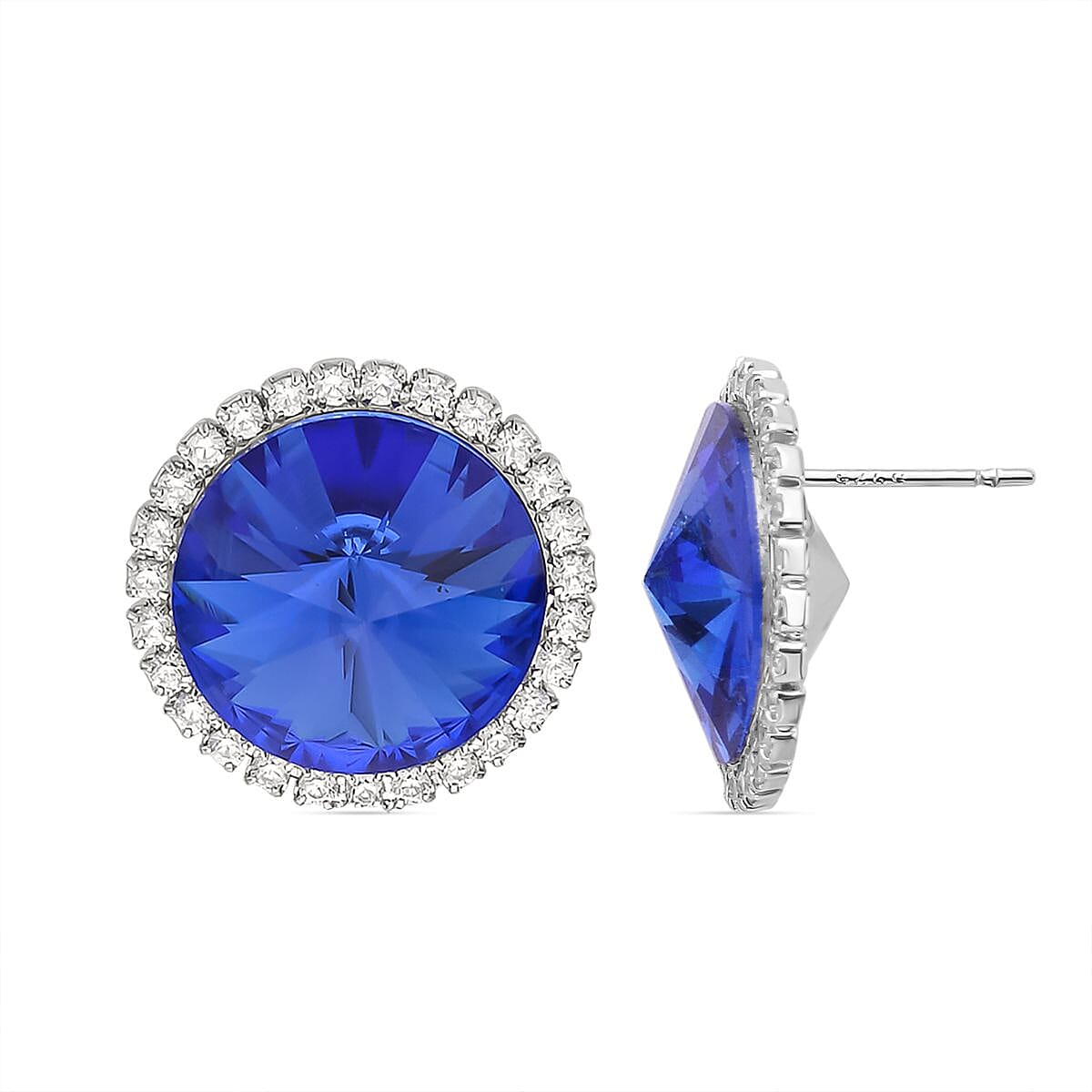 Set of 2 -  White Cubic Zirconia Pendant with Chain (Size 20 With 2 inch Extender) And earring (With Silicon Push Back ) Pure White Brass    18.000  Ct.