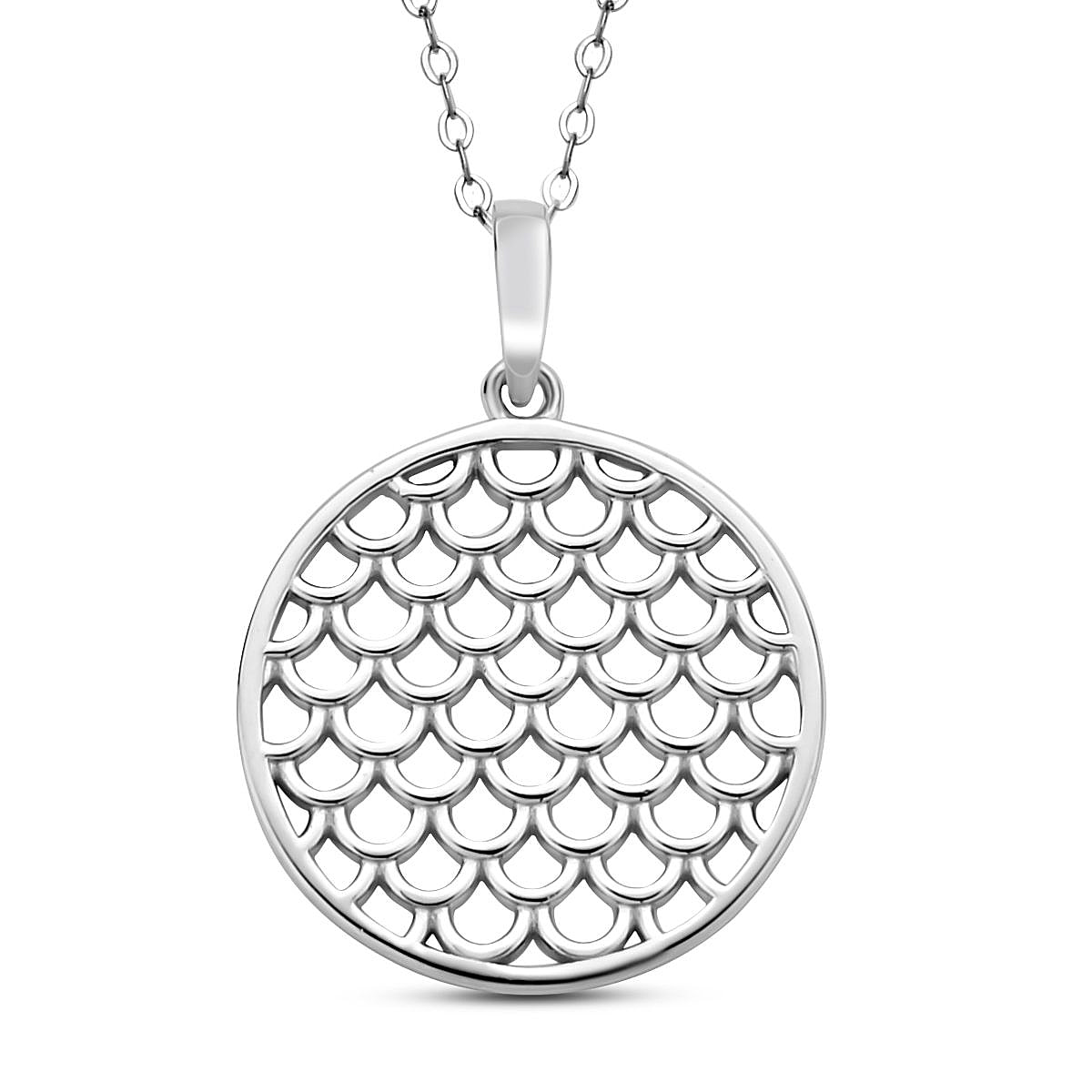 Rachel Galley Leaf Collection - Latticework Leaf Pattern Necklace Size 18  in Rhodium Plated Sterling Silver - 3861706 - TJC