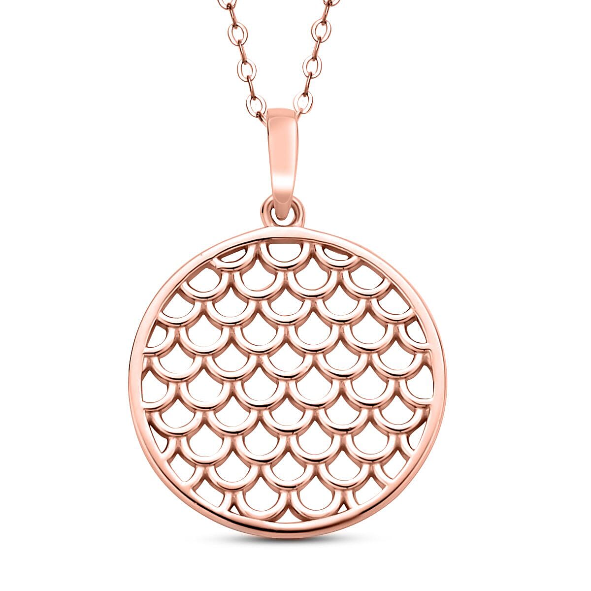 Rachel Galley Wave Collection- Lattice Pendant with Chain (Size 18) in 18K Vermeil Rose Gold Plated Sterling Silver