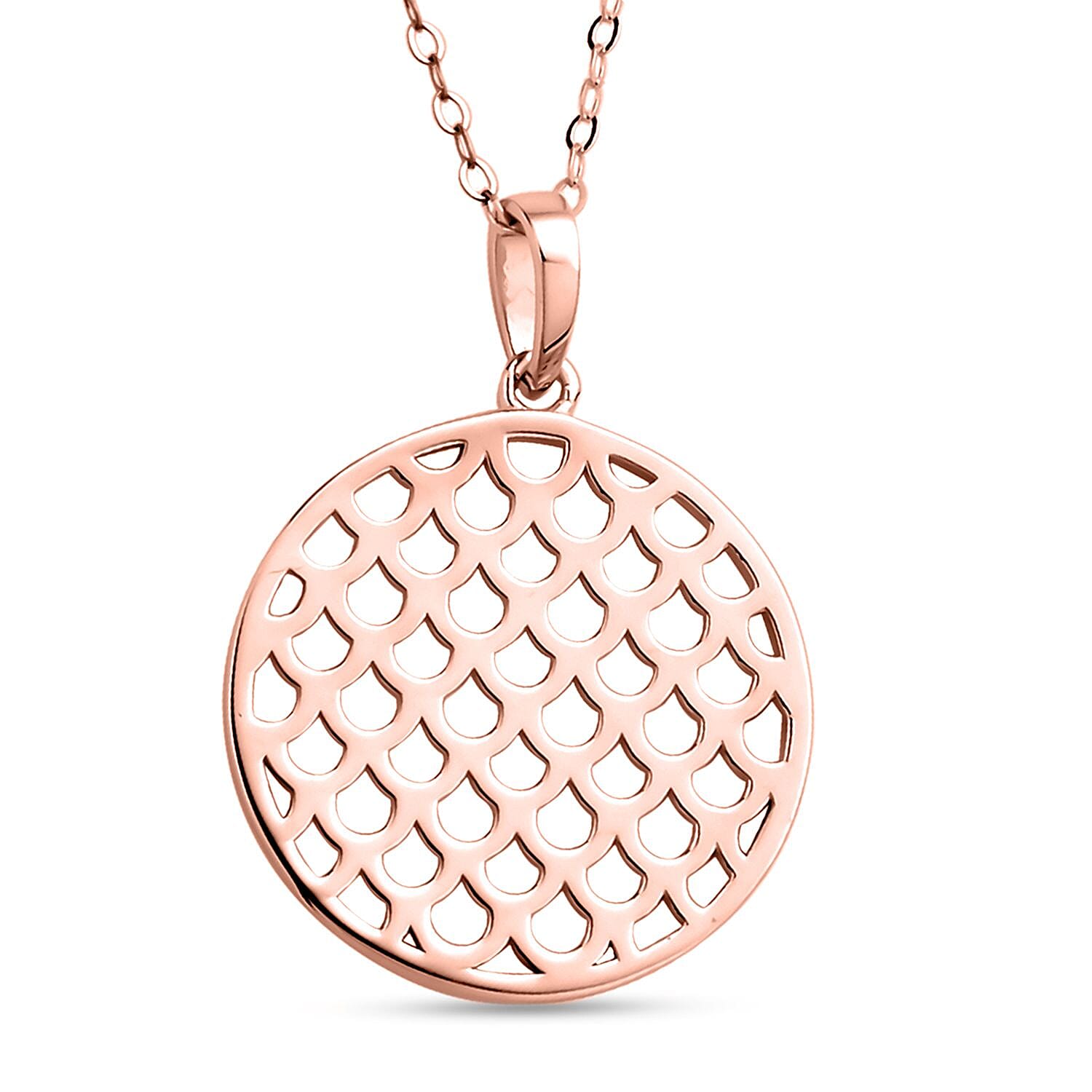 Rachel Galley Wave Collection- Lattice Pendant with Chain (Size 18) in 18K Vermeil Rose Gold Plated Sterling Silver