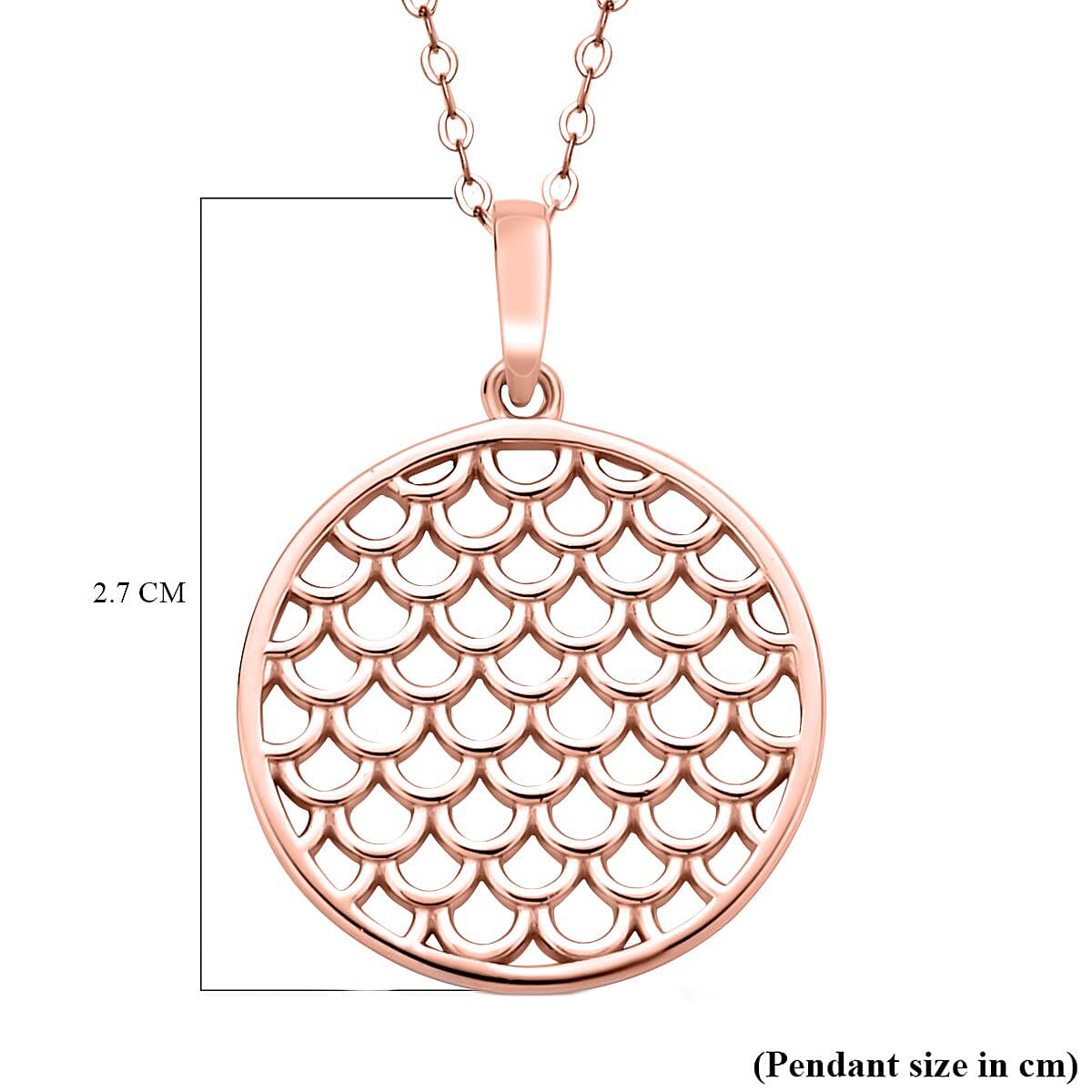 Rachel Galley Wave Collection- Lattice Pendant with Chain (Size 18) in 18K Vermeil Rose Gold Plated Sterling Silver