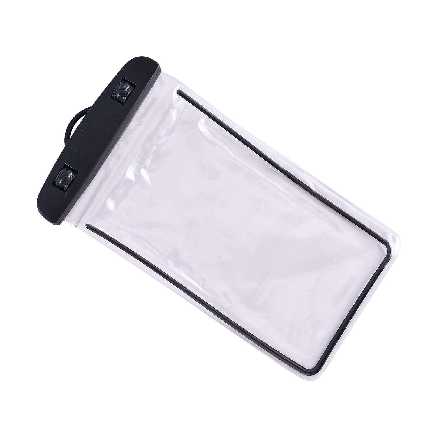 Waterproof PVC Phone Bag with Stainless Steel Chain in Silver Tone