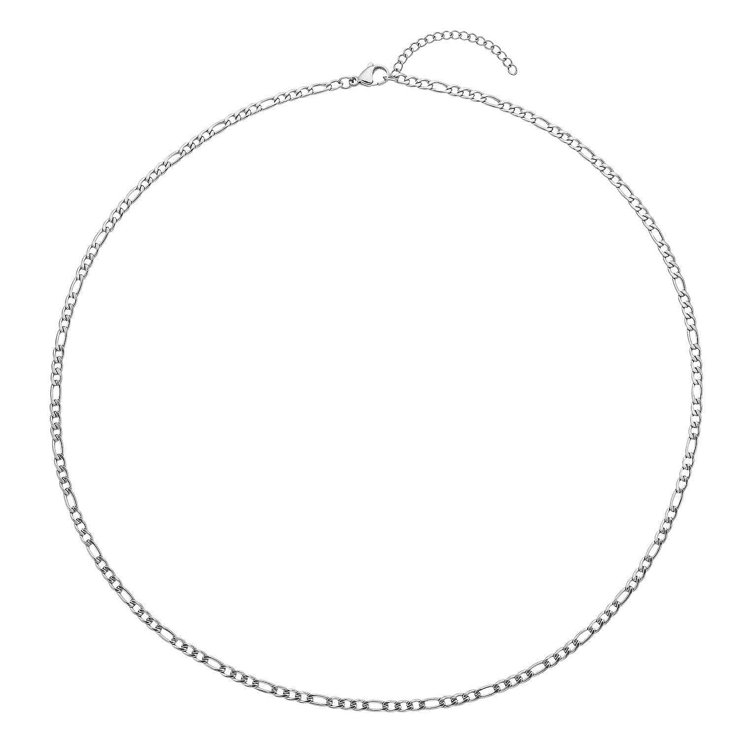 Set of 3 - Figaro Necklace (Size 24), Bracelet (Size 7.5 Inch) and Magnetic Lock in Stainless Steel