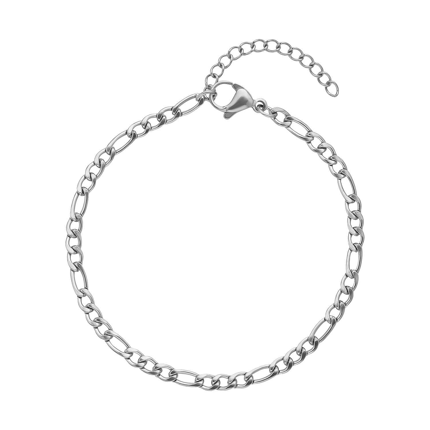 Set of 3 - Figaro Necklace (Size 24), Bracelet (Size 7.5 Inch) and Magnetic Lock in Stainless Steel