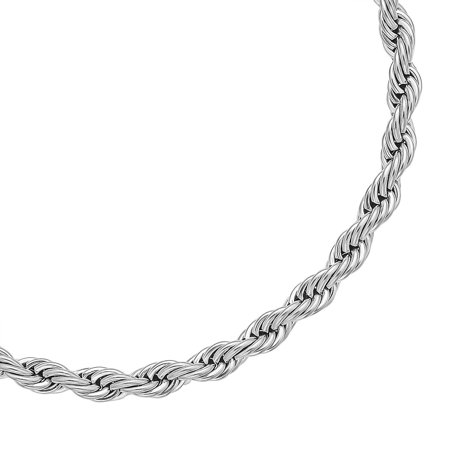 Set of 3 - Rope Necklace (Size 24), Bracelet (Size 7.5  In) and Magnetic Lock in Stainless Steel