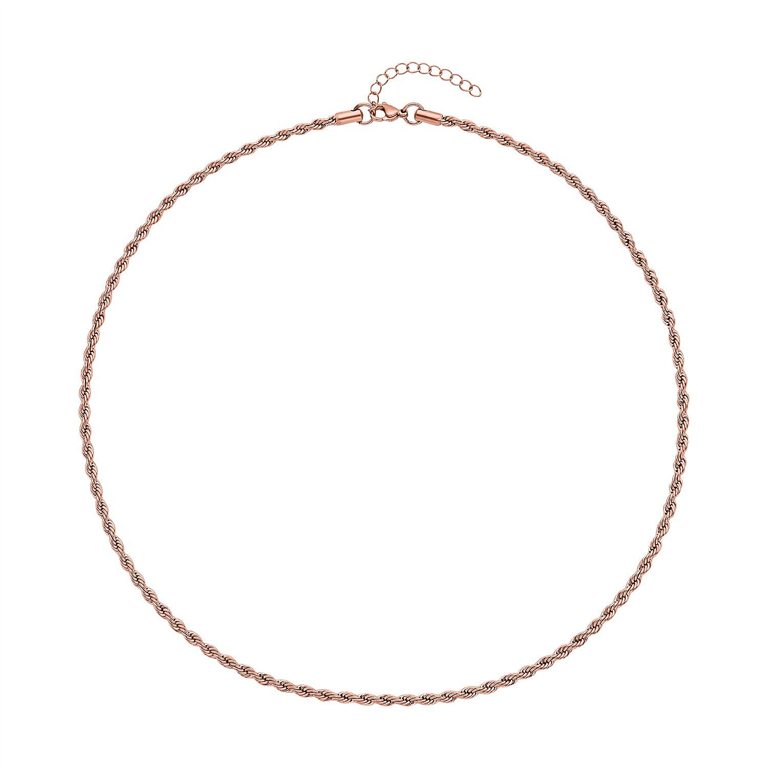 Set of 3 - Rope Necklace (Size 24), Bracelet (Size 7.5) and Magnetic Lock in Stainless Steel with Rose Gold