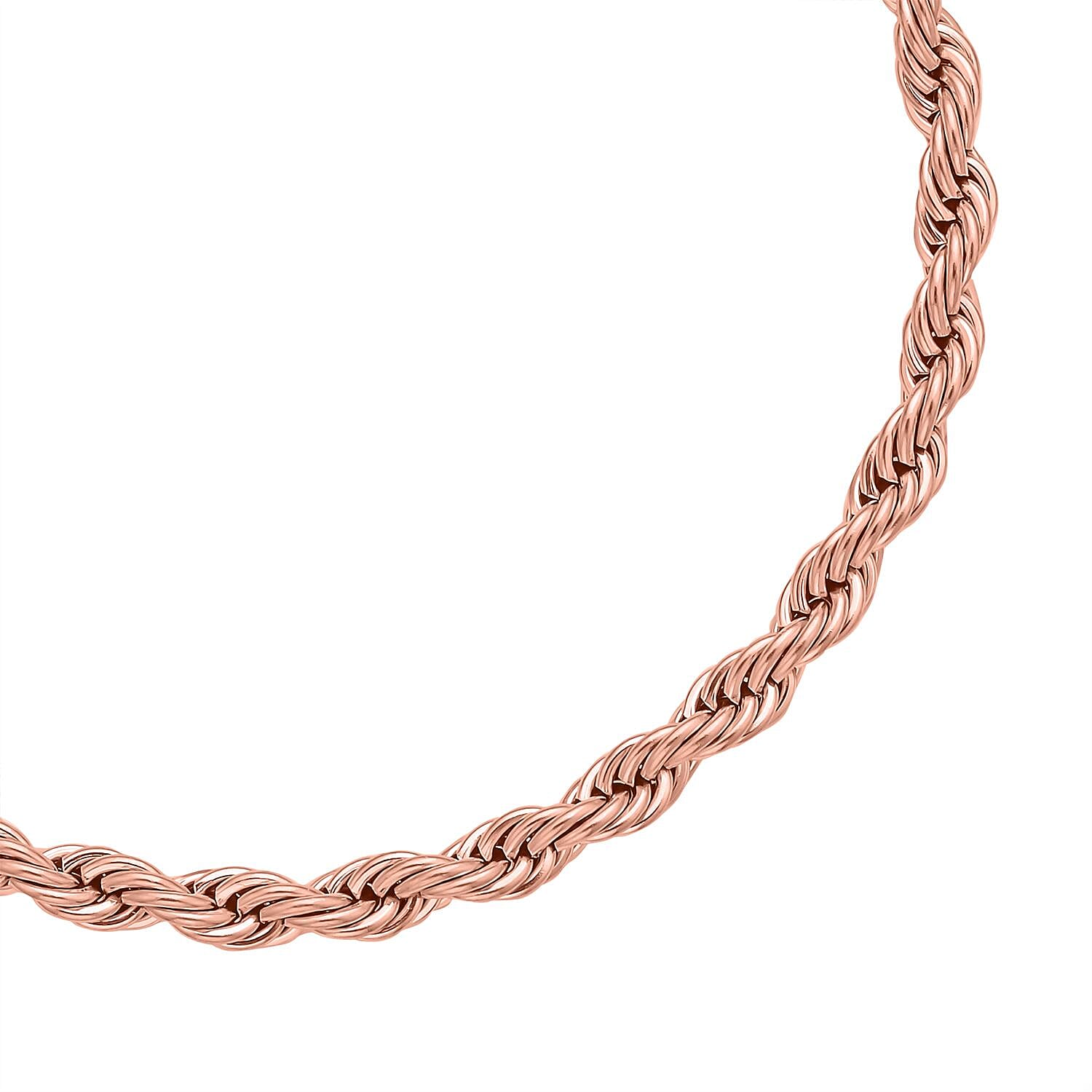 Set of 3 - Rope Necklace (Size 24), Bracelet (Size 7.5) and Magnetic Lock in Stainless Steel with Rose Gold