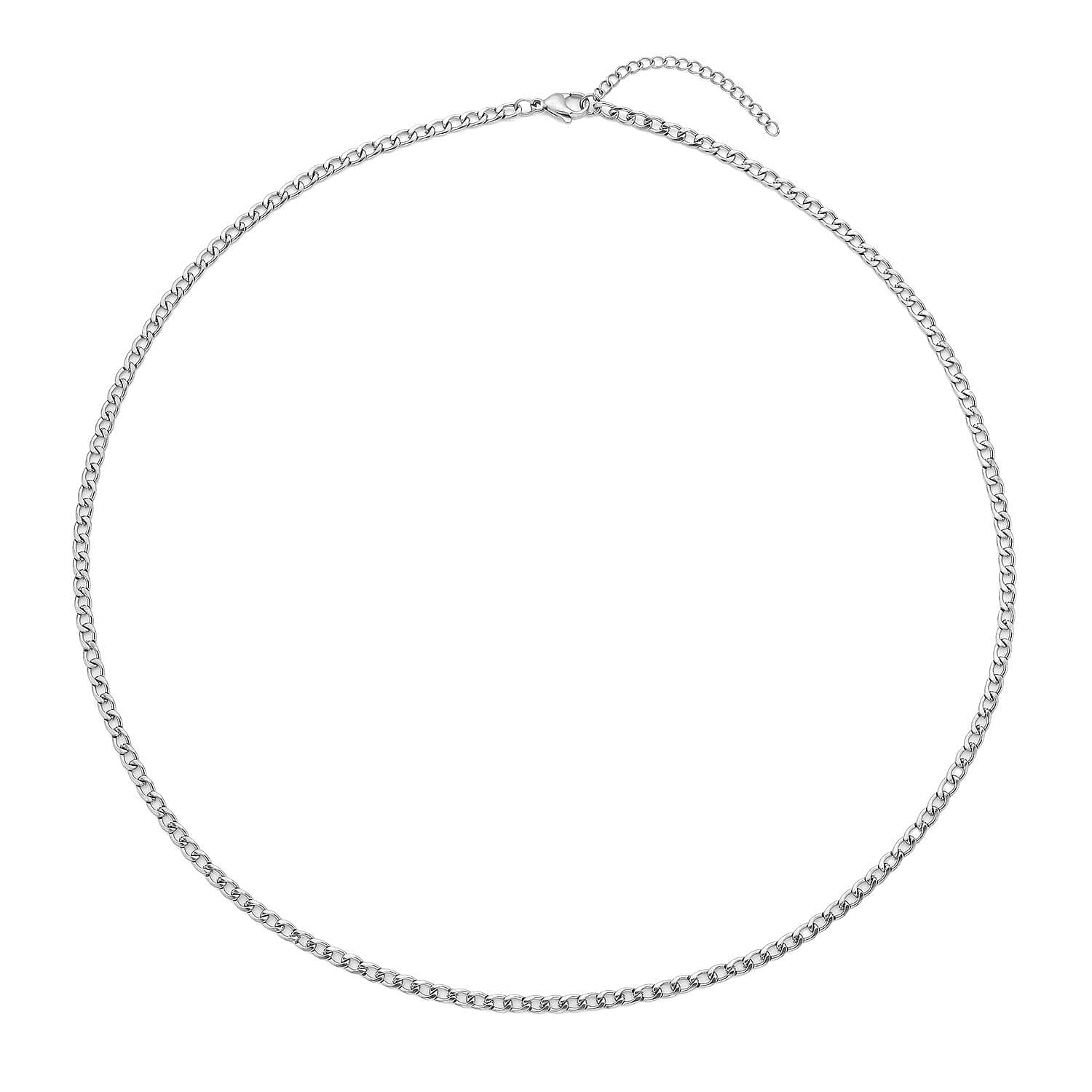  Set of 3 - Curb Necklace (Size 24), Bracelet (Size 7.5 In) and Magnetic Lock in Stainless Steel