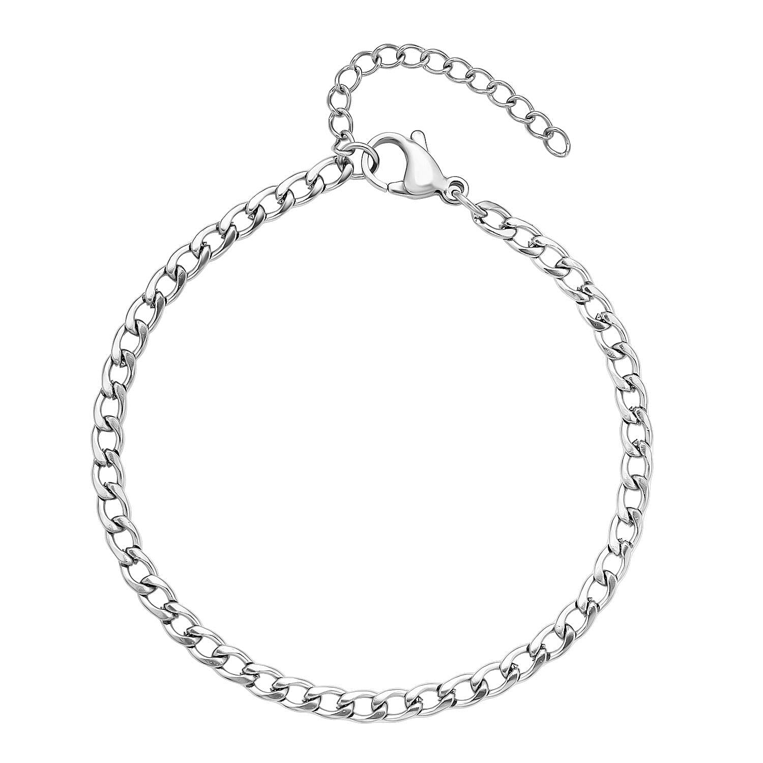  Set of 3 - Curb Necklace (Size 24), Bracelet (Size 7.5 In) and Magnetic Lock in Stainless Steel
