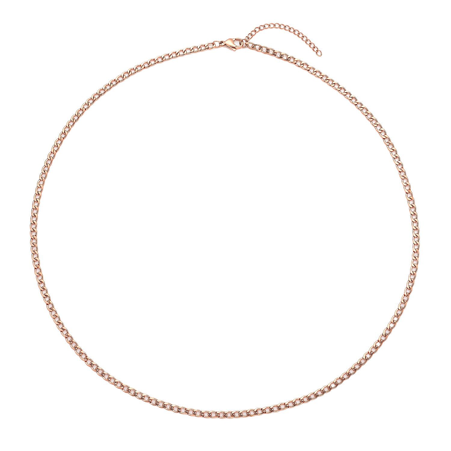 Set of 3 - Curb Necklace (Size 24), Bracelet (Size 7.5) and Magnetic Lock in Stainless Steel with Rose Gold