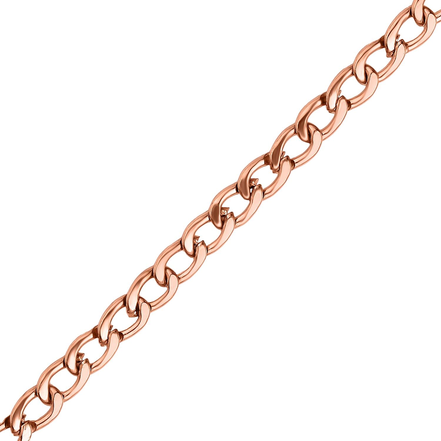 Set of 3 - Curb Necklace (Size 24), Bracelet (Size 7.5) and Magnetic Lock in Stainless Steel with Rose Gold