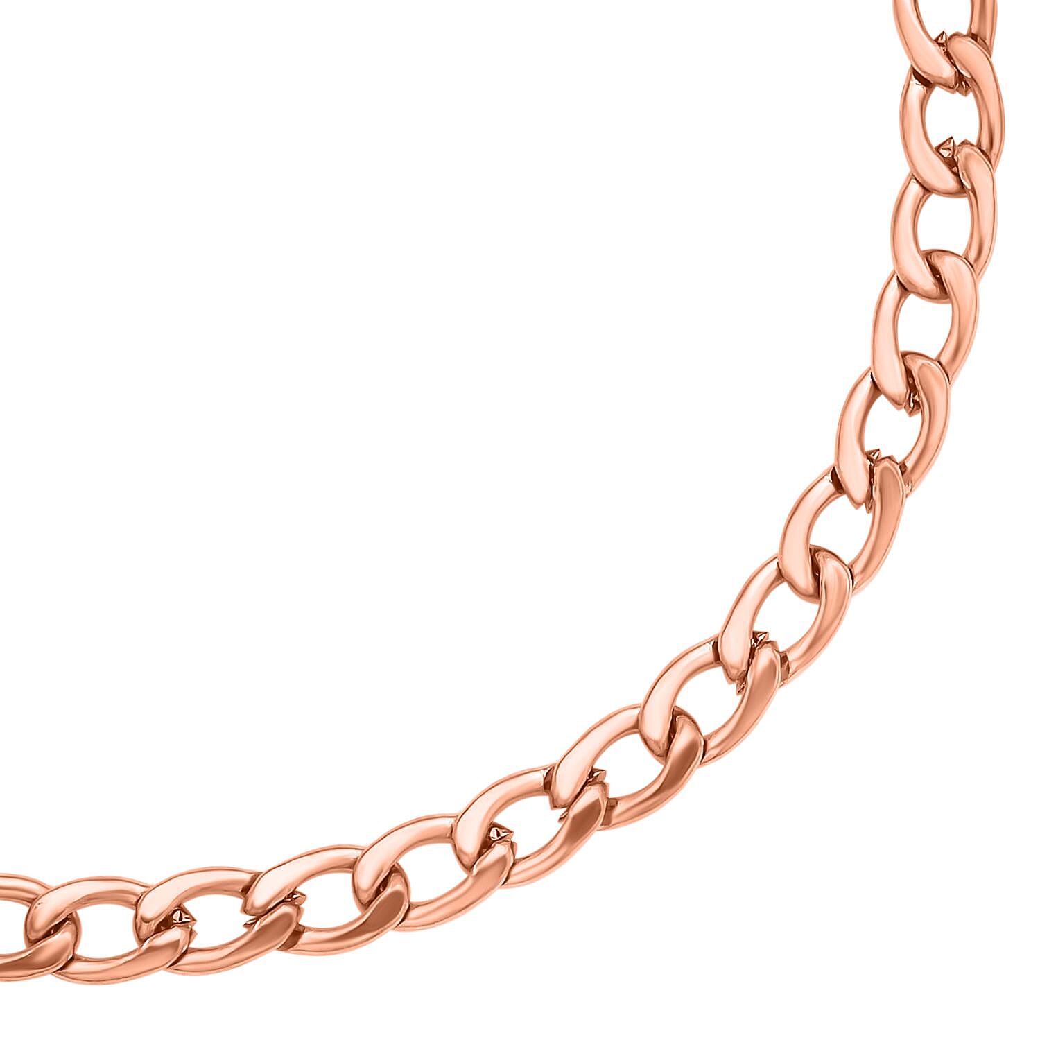 Set of 3 - Curb Necklace (Size 24), Bracelet (Size 7.5) and Magnetic Lock in Stainless Steel with Rose Gold