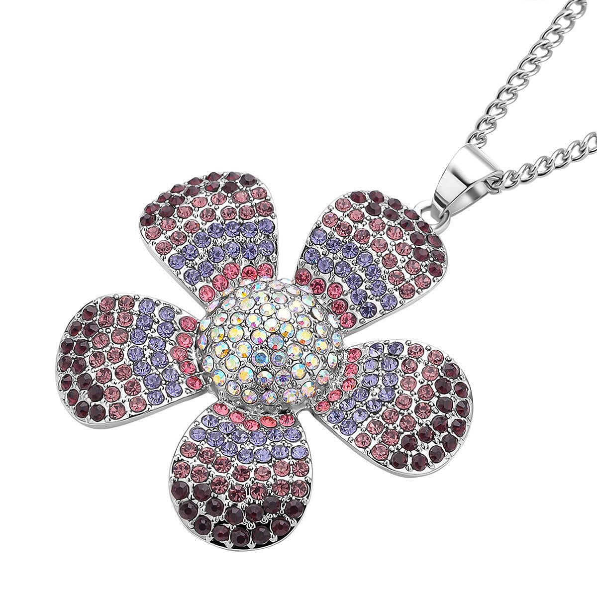 Multi Color Crystal Pendant with Chain  10.000  Ct.