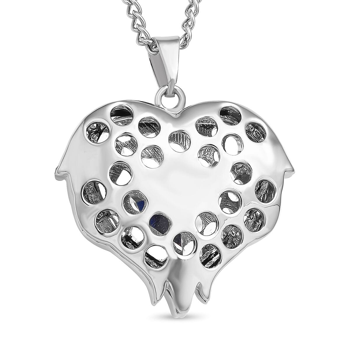 White Austrian Crystal Heart Pendant with Chain in Silver Tone