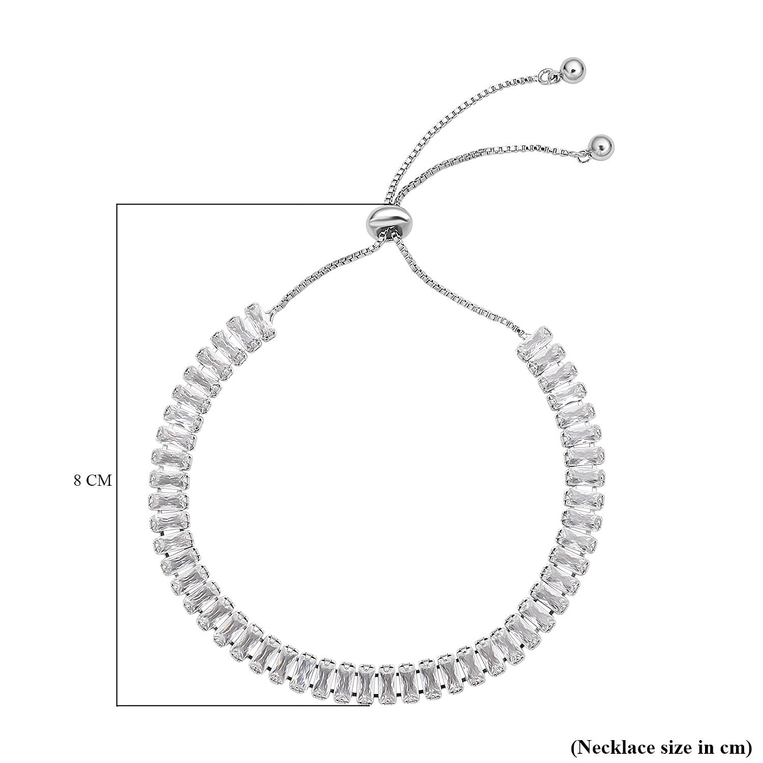 2 Piece Set -  White Cubic Zirconia Bracelet ( Adjustable 6 to 9 inch) and Earring (with Clasp) Pure White Brass  19.500  Ct.