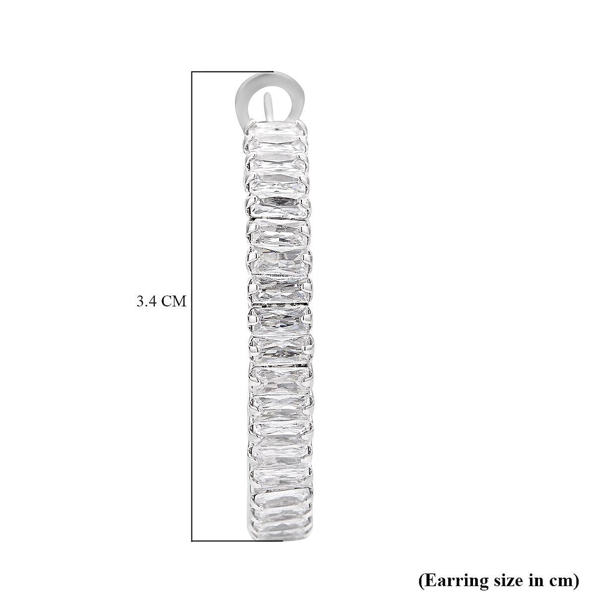 2 Piece Set -  White Cubic Zirconia Bracelet ( Adjustable 6 to 9 inch) and Earring (with Clasp) Pure White Brass  19.500  Ct.