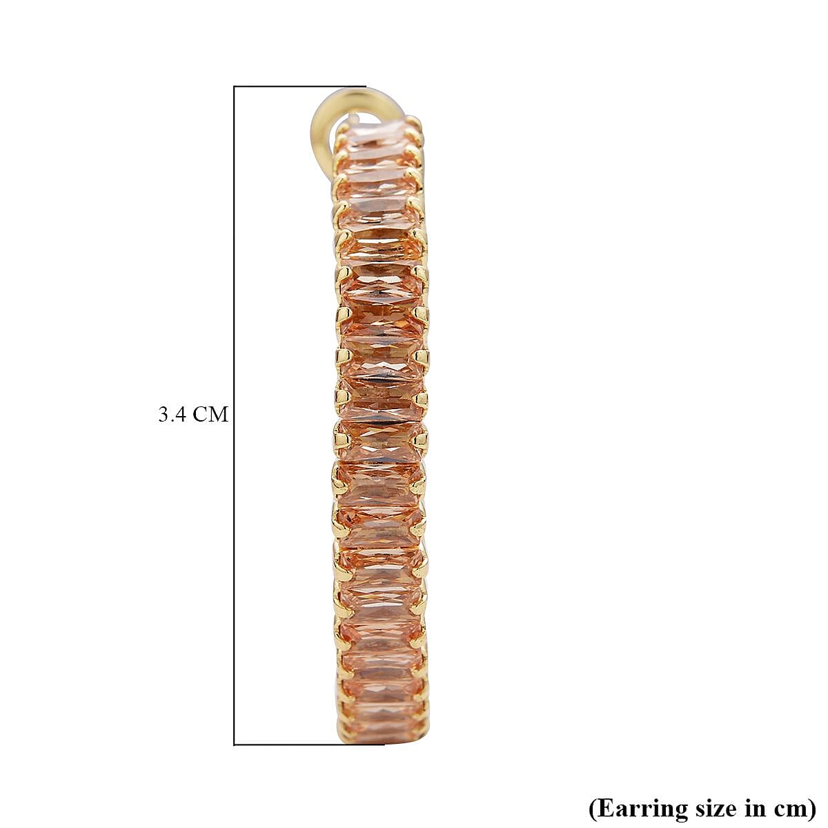 2 Piece Set - Simulated Diamond Earrings (with Clasp) and Bracelet (Adjustable 6 to 9 inch) in Yellow Gold Tone